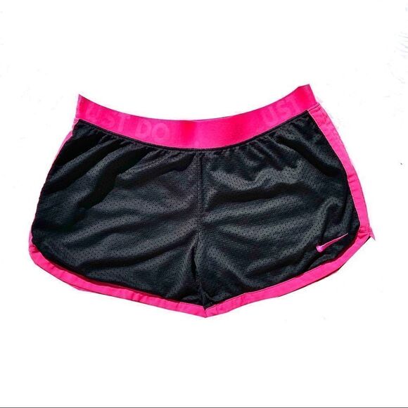 Nike Dri Fit Black & Hot Pink Mesh Active Shorts - Picture 2 of 10